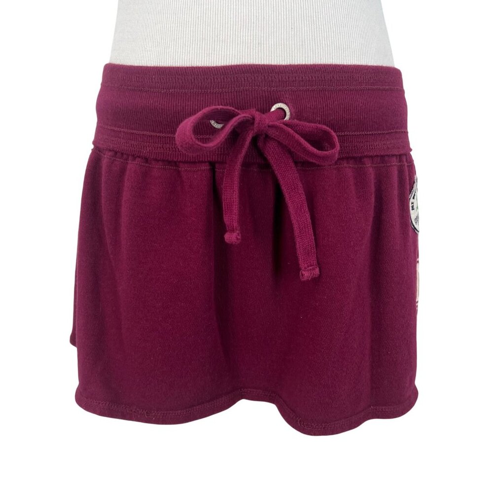 RARE Vintage Y2K Victoria's Secret PINK Burgundy Logo Mini Skirt - Picture 2 of 16